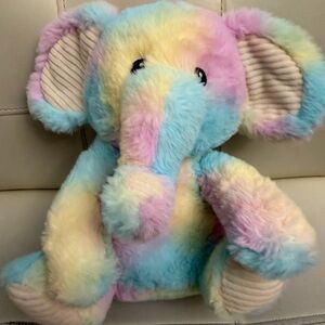 🐘Spark Create Imagine Plush rainbow tie-dye rattle, crinkle 9 inch Elephant